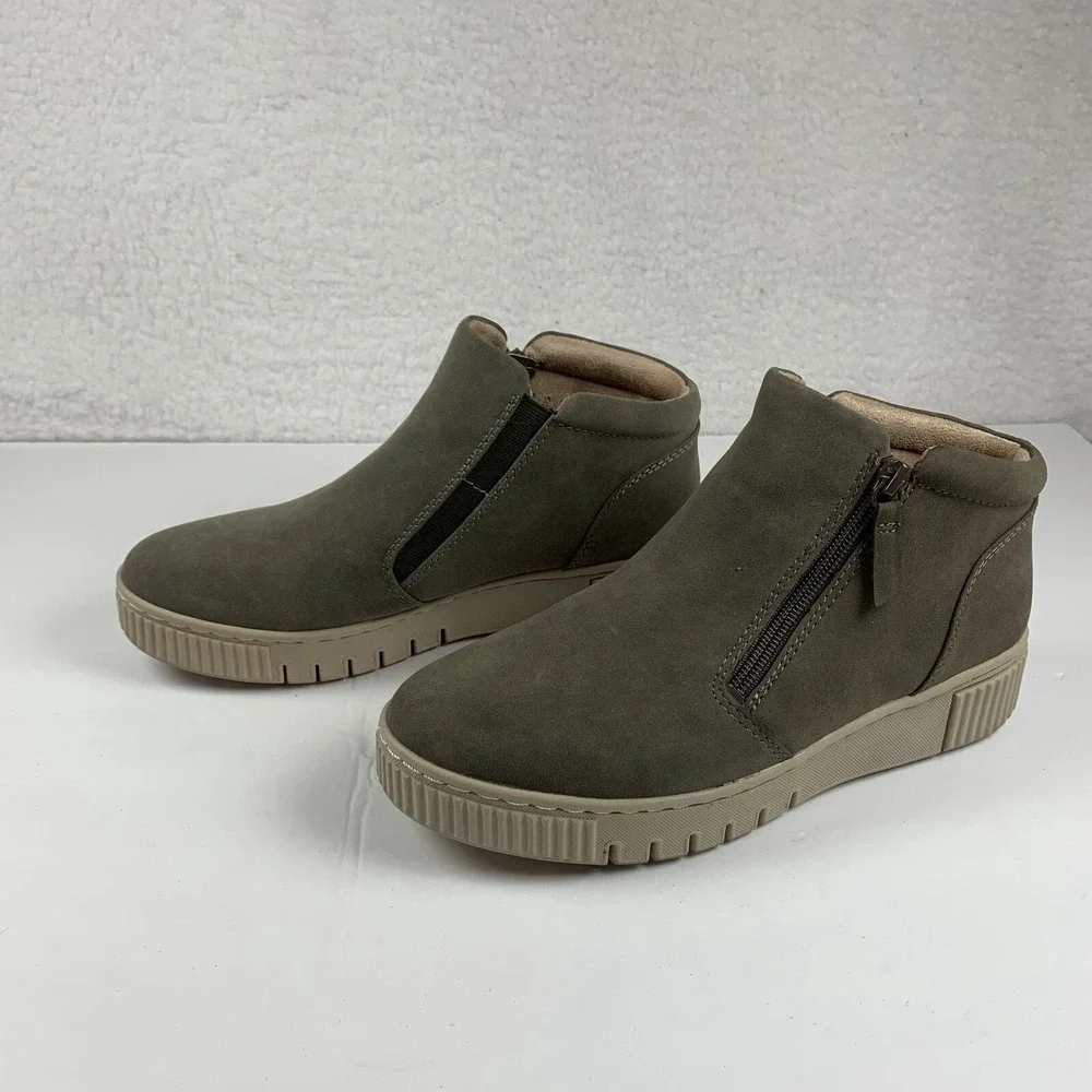 SOUL Naturalizer Turner-Mid Comfort Booties Women 8 Dark Olive Faux Leather 7834